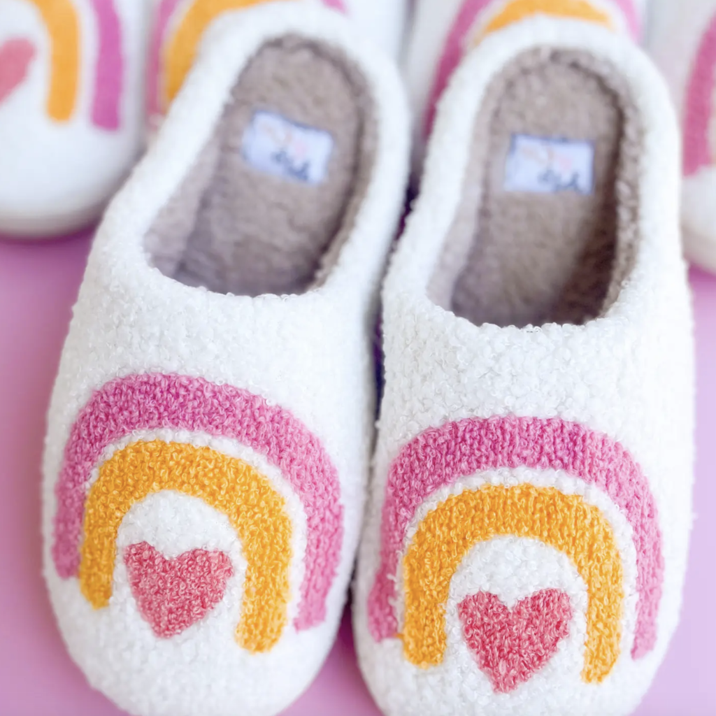Rainbow Heart Slippers