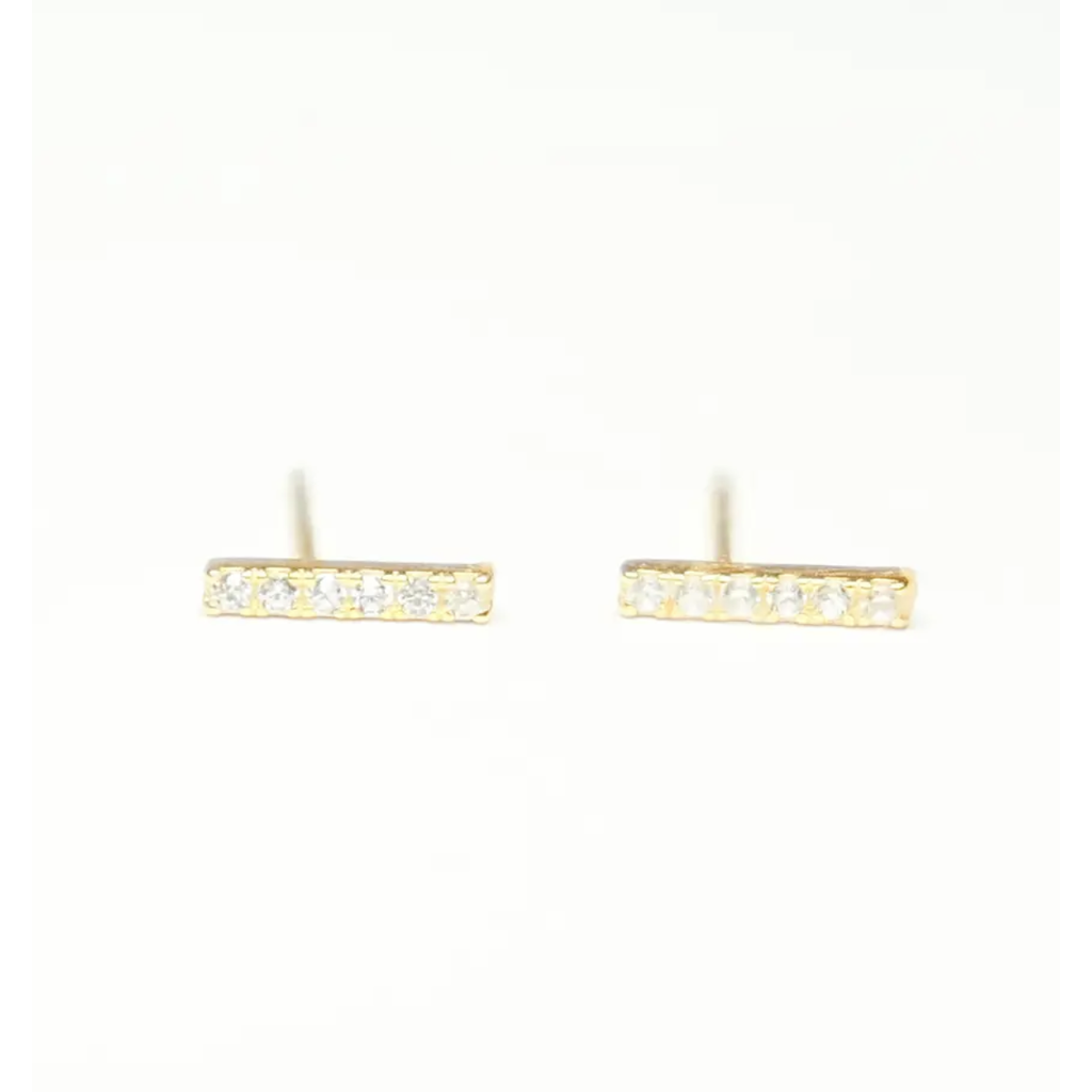 Sparkle Bar Mini Pave Gold Earrings