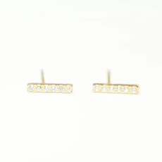 Sparkle Bar Mini Pave Gold Earrings