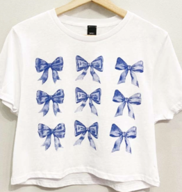 Blue Bows Cropped Tee