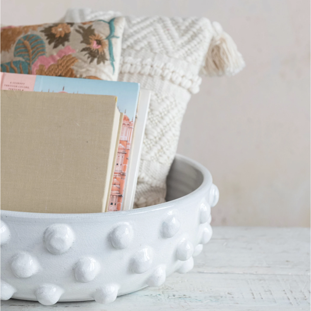 Decorative White Terracotta Bowl