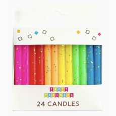 Rainbow Gold Glitter 24 Candles Set