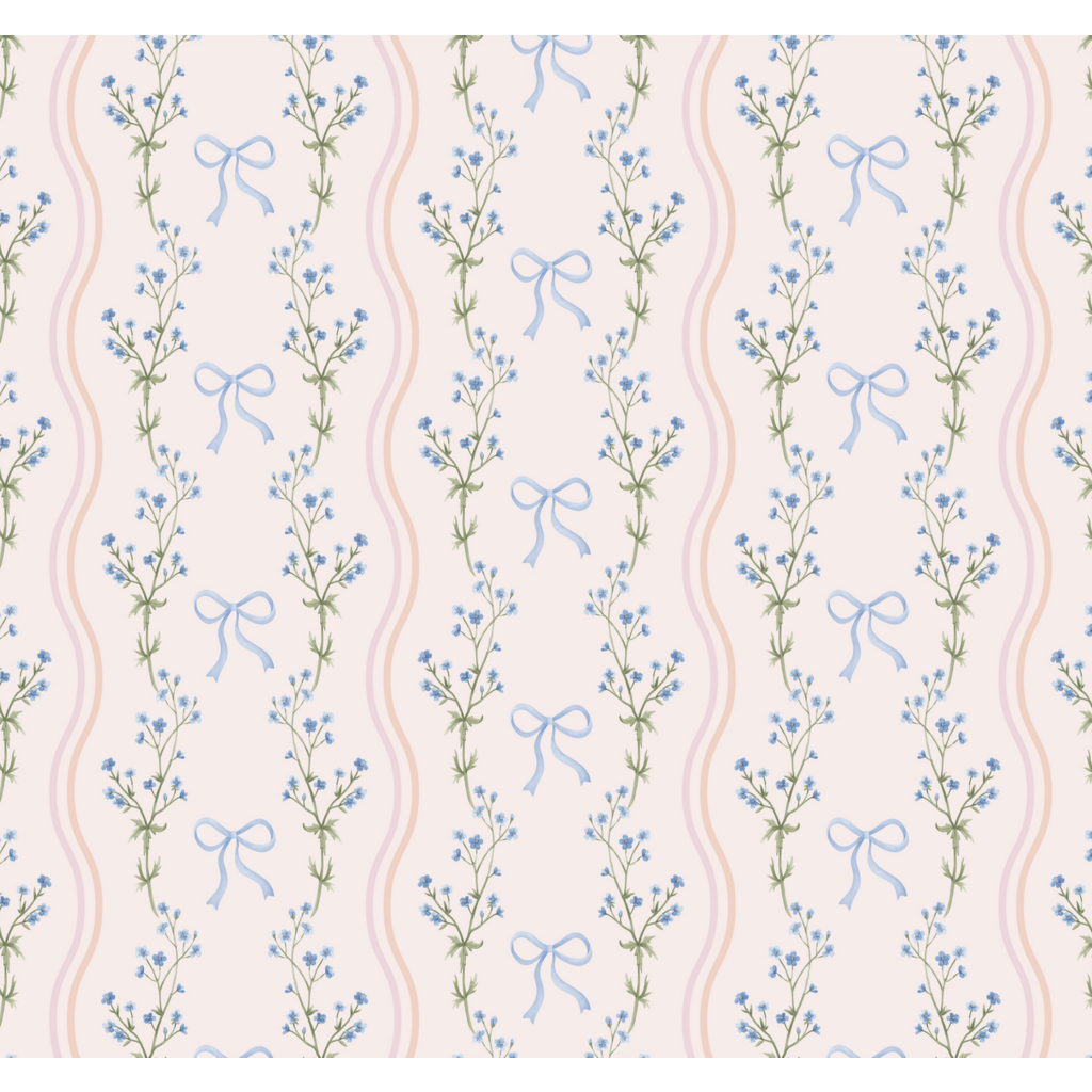 Roll of Watercolor Bow Wavy Stripe Wrappinng - 3 Sheets
