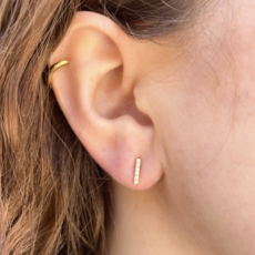 Sparkle Bar Mini Pave Gold Earrings