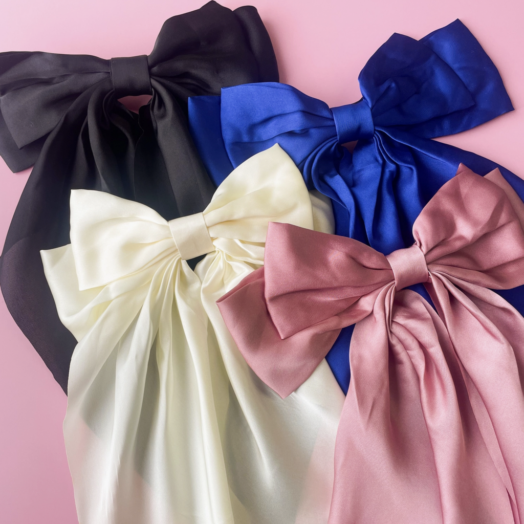 Silky Oversized Ribbon Hair Bow Barrette