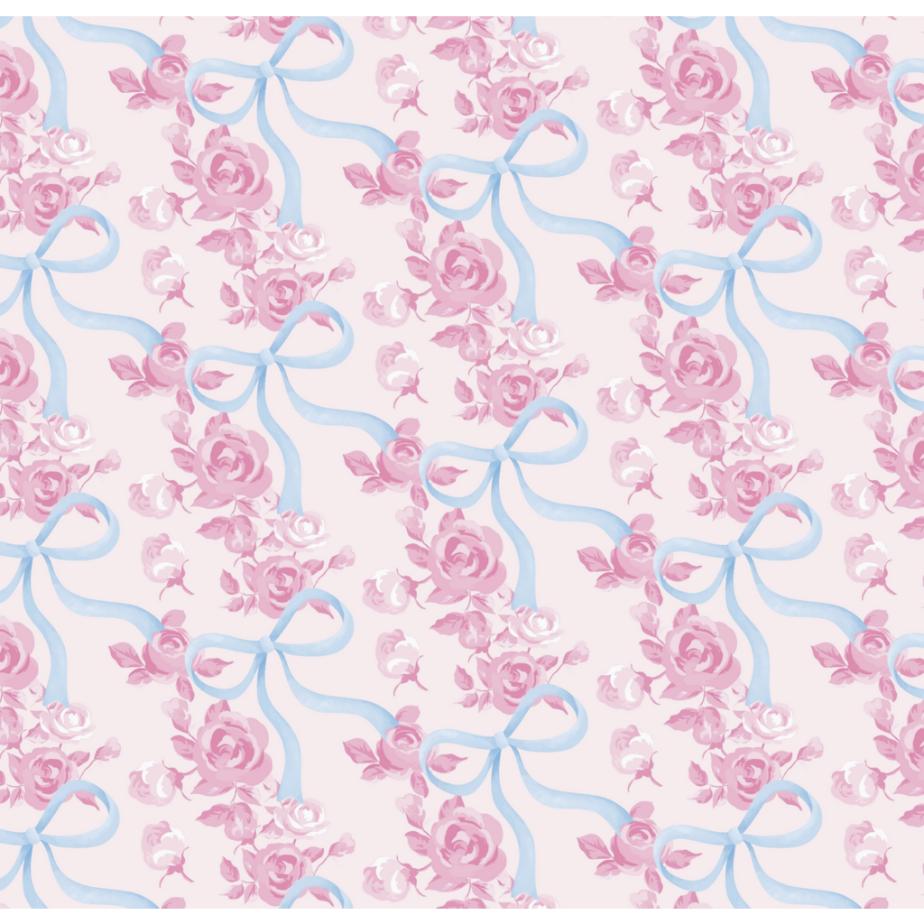 Watercolor Floral Bow Wrapping Paper Sheet