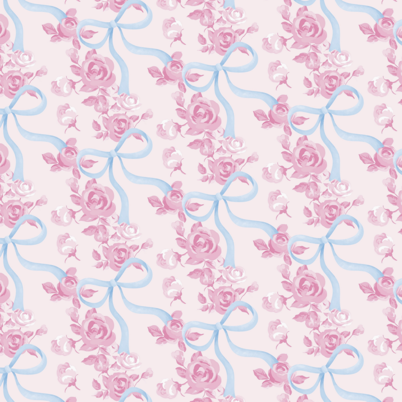 Watercolor Floral Bow Wrapping Paper Sheet
