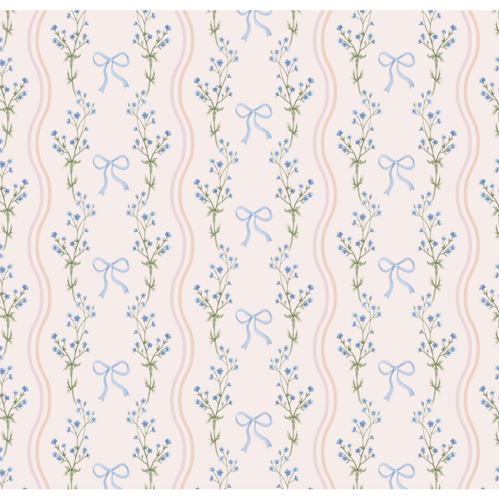 Watercolor Bow Wavy Stripe Wrapping Paper Sheet