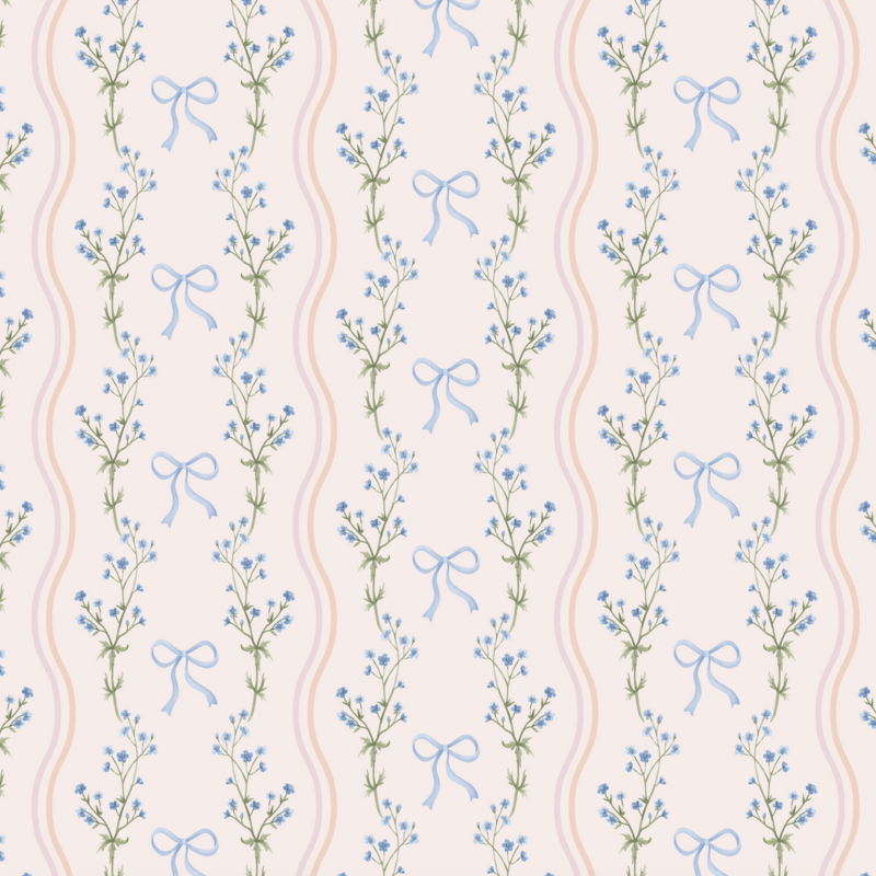 Watercolor Bow Wavy Stripe Wrapping Paper Sheet