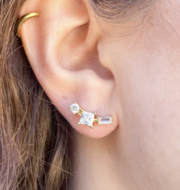 Twinkle Cluster Climber Stud Earrings