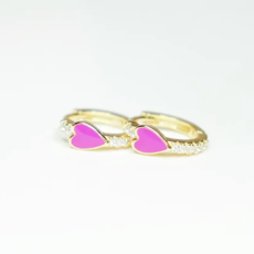 Pink Heart Huggie Earrings