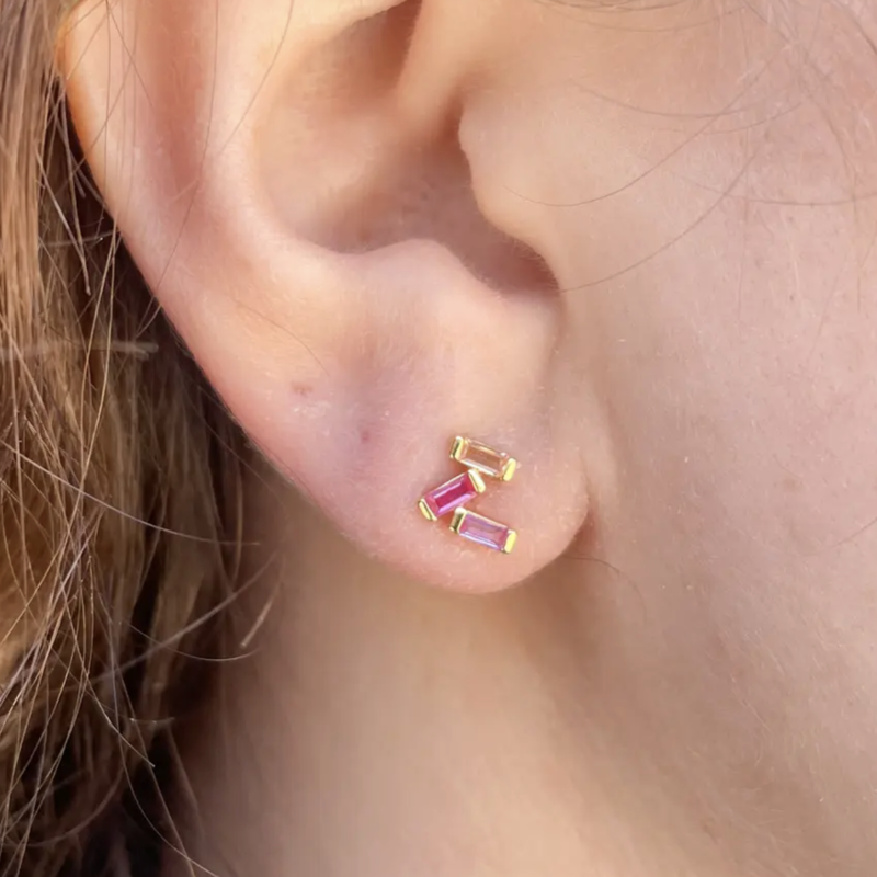 Pink Stardust Trio Earrings