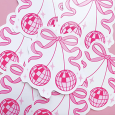 Disco Bow Cherries Sticker
