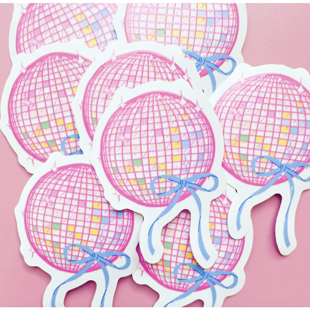 Disco Ball Bow Sticker
