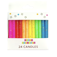 Rainbow Gold Glitter 24 Candles Set