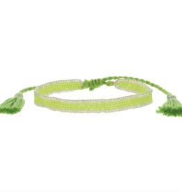 Lime Green Silver Edge Beaded Bracelet