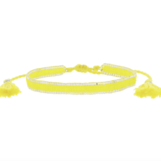 Bright Yellow Silver Edge Beaded Bracelet