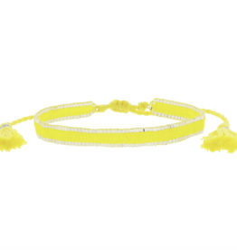 Bright Yellow Silver Edge Beaded Bracelet