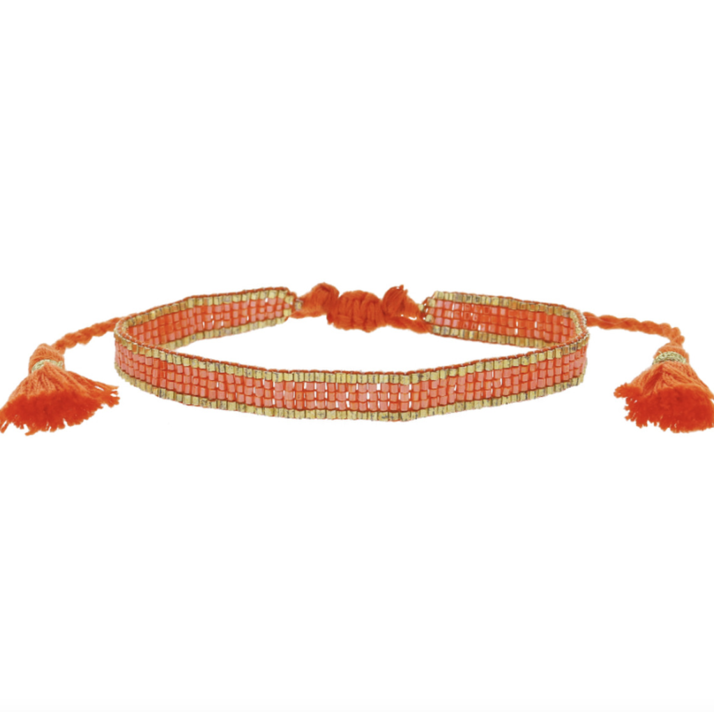 Orange Gold Edge Beaded Bracelet