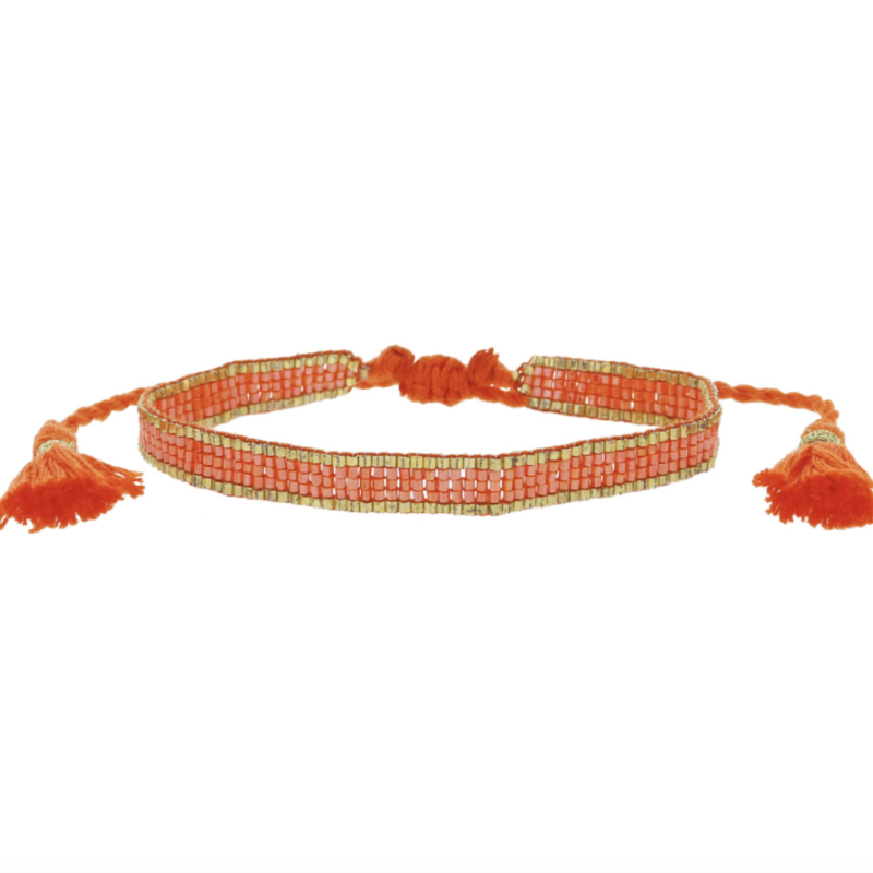 Orange Gold Edge Beaded Bracelet