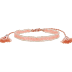 Coral Silver Edge Beaded Bracelet