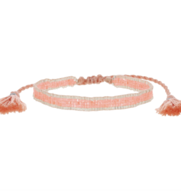 Coral Silver Edge Beaded Bracelet