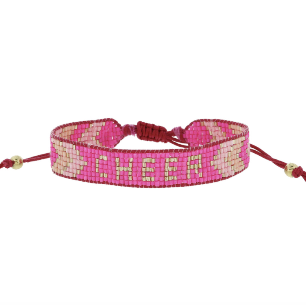 Cheer Gold Pink Shades Beaded Bracelet