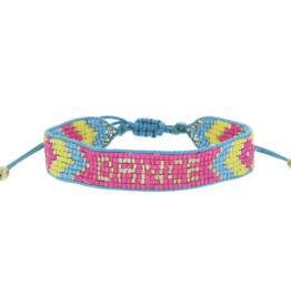 Dance Gold Hot Pink Blue Lime Beaded Bracelet