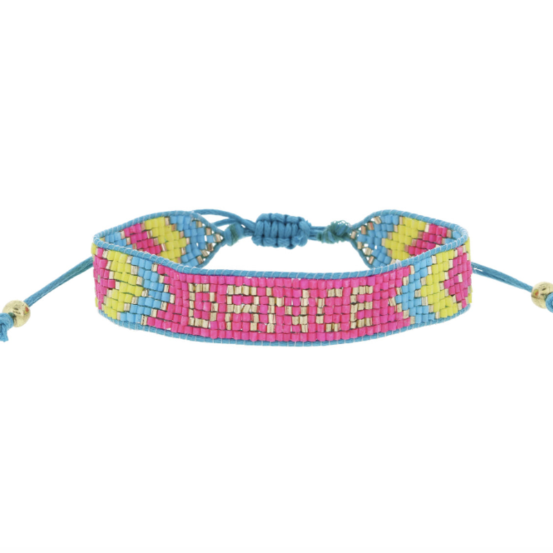 Dance Gold Hot Pink Blue Lime Beaded Bracelet