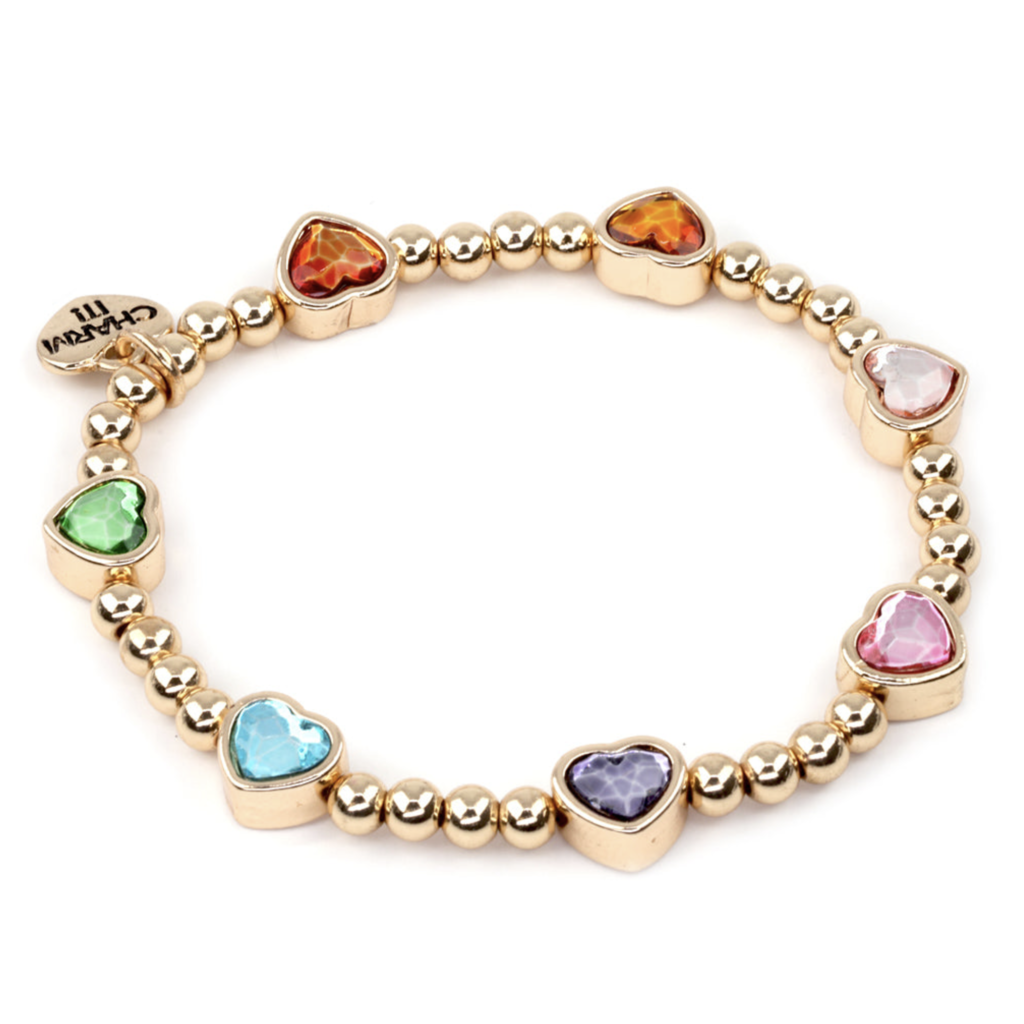 Charm It Gold Sparkle Heart Stretch Bracelet