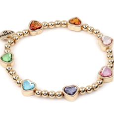 Charm It Gold Sparkle Heart Stretch Bracelet