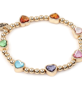 Charm It Gold Sparkle Heart Stretch Bracelet