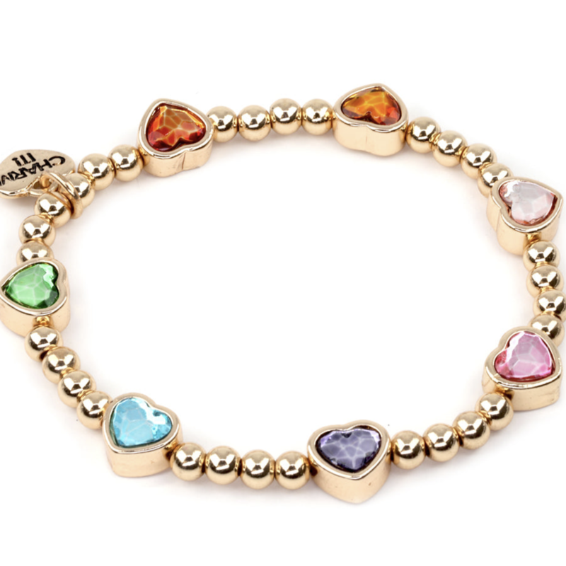 Charm It Gold Sparkle Heart Stretch Bracelet