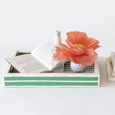 Decorative Green & White Resin Tray