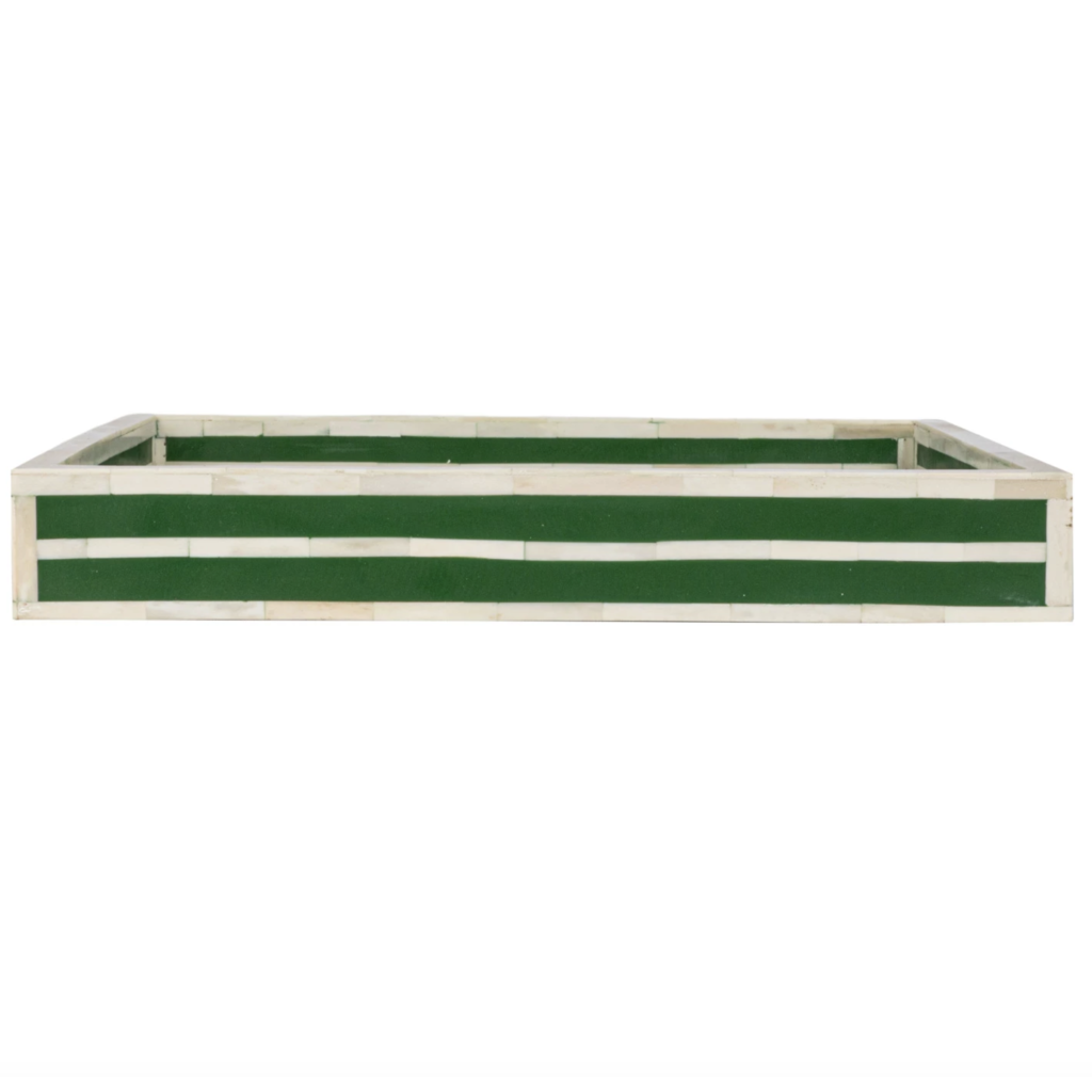 Decorative Green & White Resin Tray