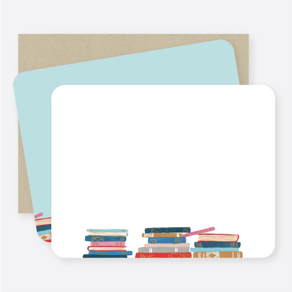 Stacked Books Flat Notecard Set