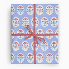 Red White & Blue Cameo Floral Botanical Wrapping Paper