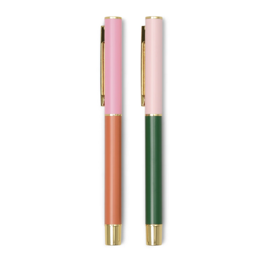 Colorblock Pen Set - Red Orange & Emerald