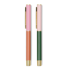 Colorblock Pen Set - Red Orange & Emerald