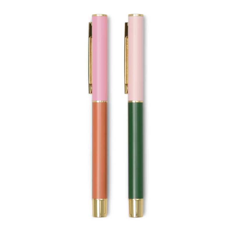 Colorblock Pen Set - Red Orange & Emerald