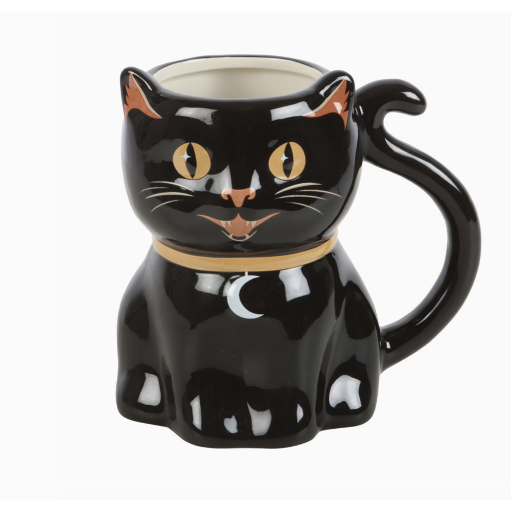 Spooky Black Cat Shaped Mug