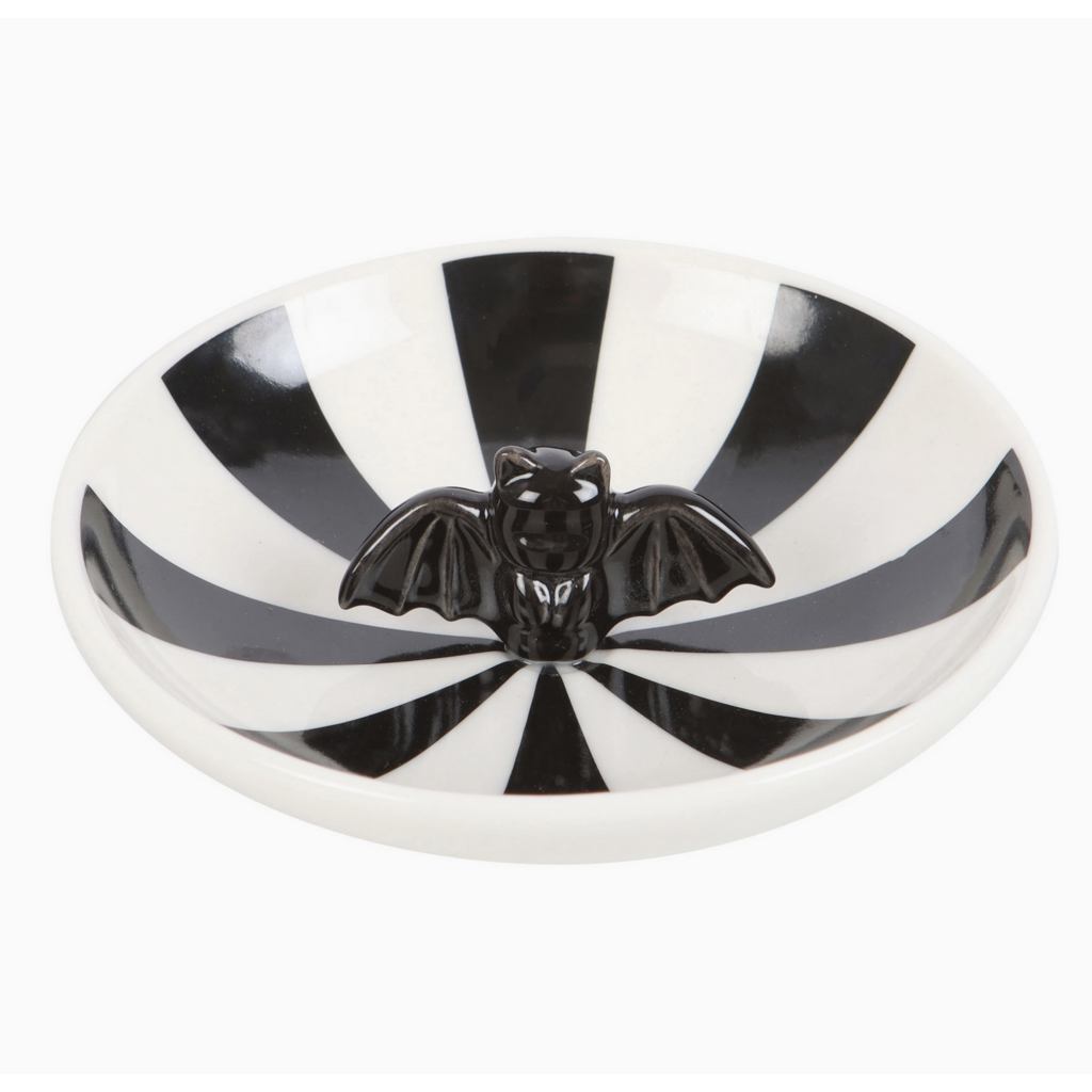 Gothic Striped Bat Trinket Dish