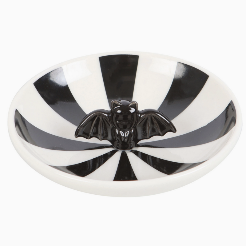 Gothic Striped Bat Trinket Dish