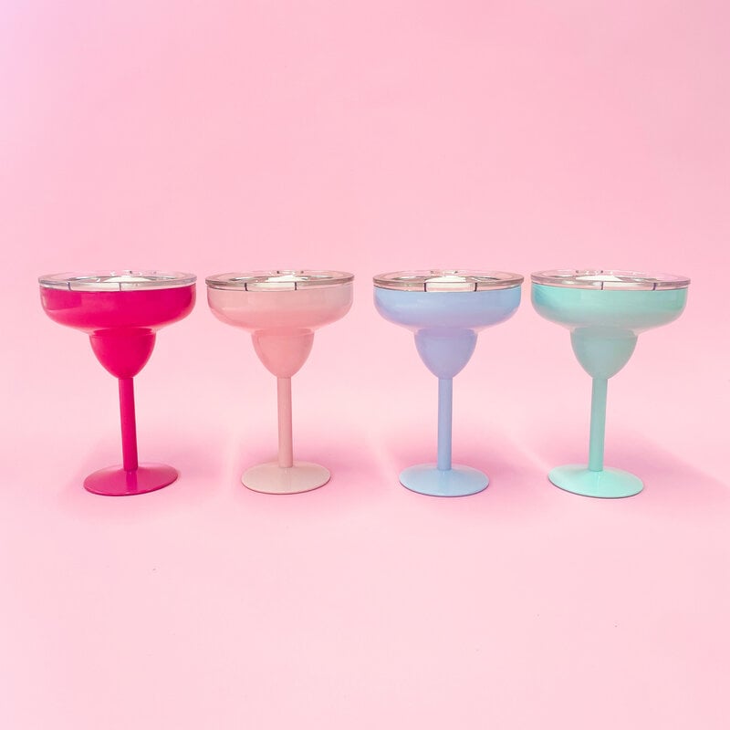 Light Pink Margarita 8oz Glass & Lid