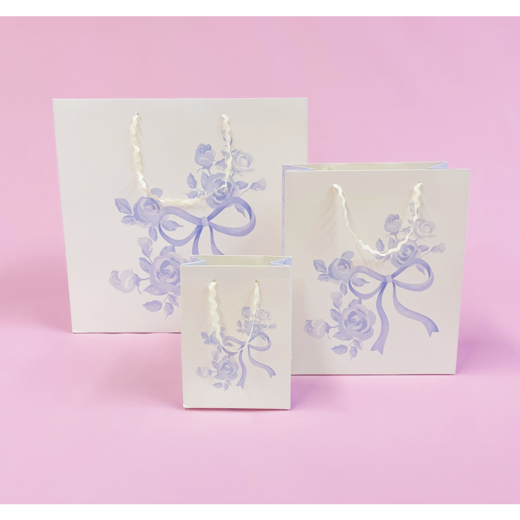 Watercolor Blue Floral Bows Bag