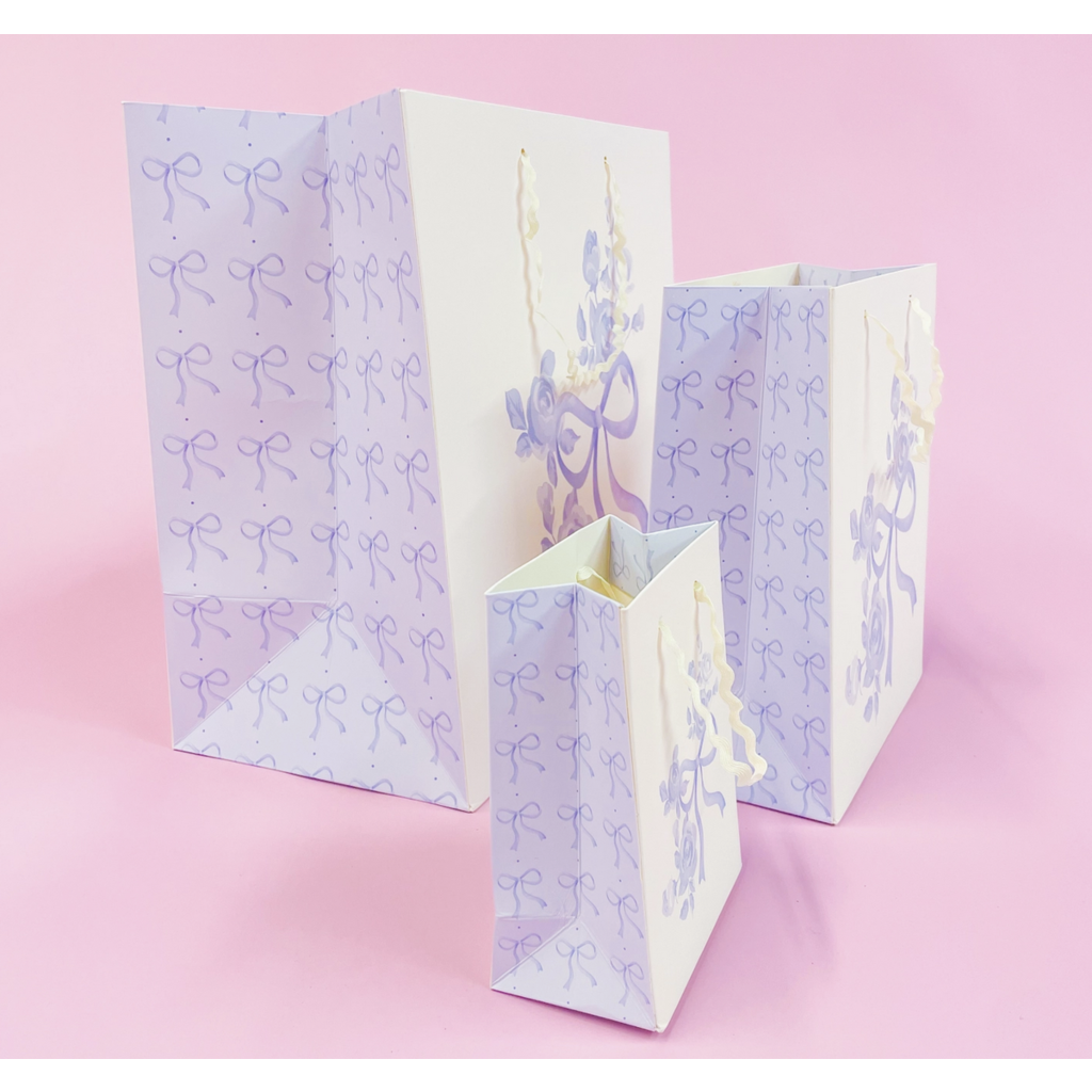 Watercolor Blue Floral Bows Bag