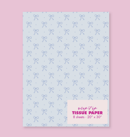 Watercolor Blue Bow Tissue Paper - 8 Sheets