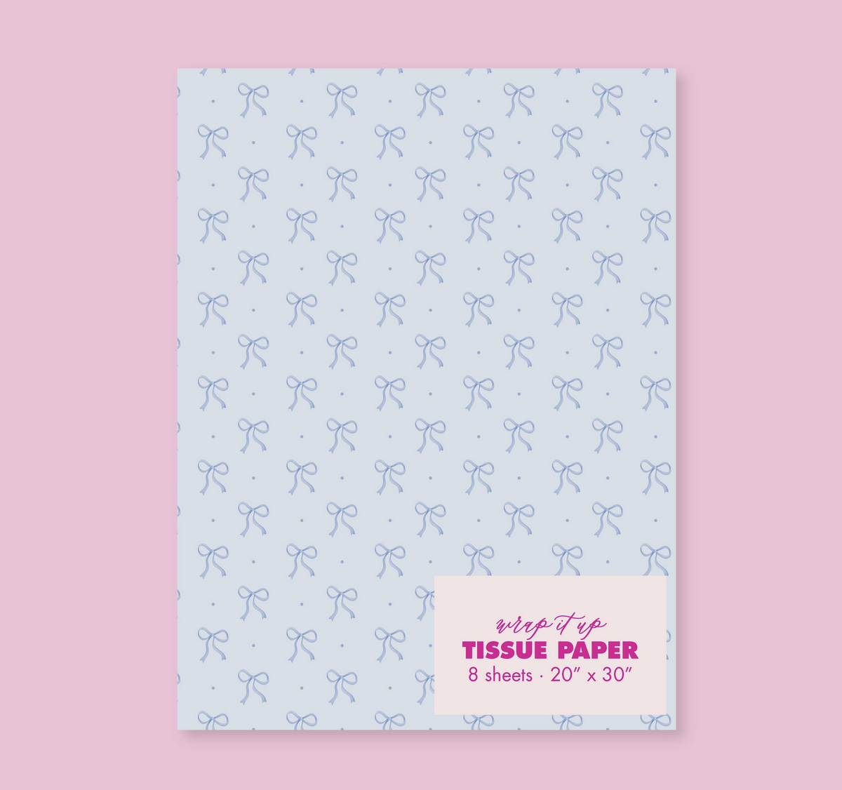 Watercolor Blue Bow Tissue Paper 8 Sheets Rock Paper Scissors