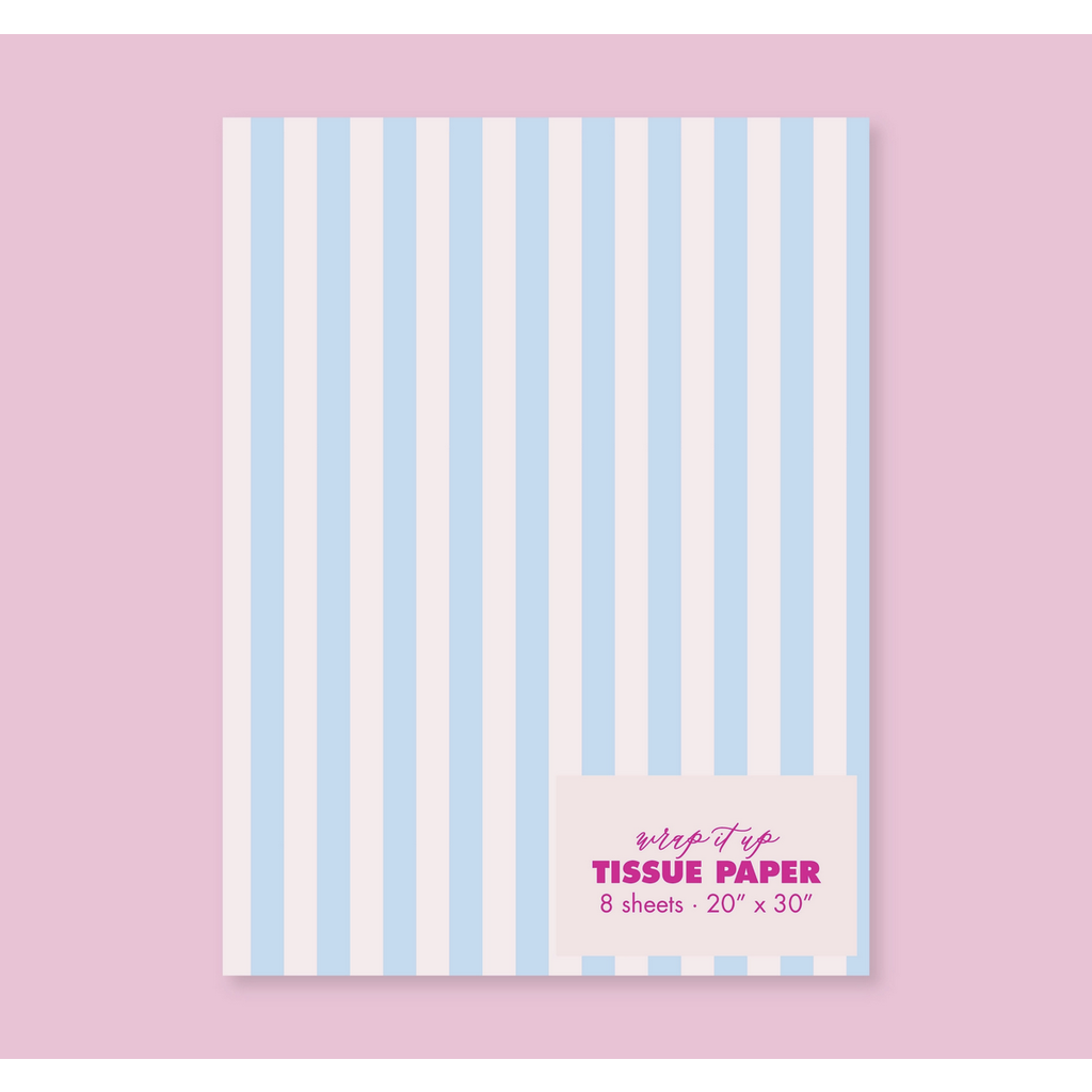 Pastel Blue/Blush Stripe Tissue Paper - 8 Sheets