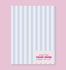 Pastel Blue/Blush Stripe Tissue Paper - 8 Sheets
